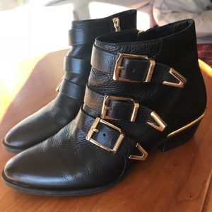 Vince Camuto black leather booties